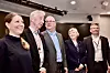 FORHANDLINGSLEDERE: Guro Elisabeth Lind (UNIO), Pål Arnesen (YS), personaldirektør i Staten Gisle Nordheim, Kari Tønnessen Nordli (Akademikerne) og Egil André Aas (LO Stat).
