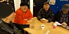 FROKOST FØR JOBB: F.v: Carl, NN, Otto og Håkon drikker kaffe mens de venter på bingotrekningen.