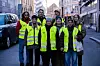 Åtte av de 13 FO-erne som er tatt ut i streik, var med på streikemarkeringen på Youngstorget. Fra venstre: Kalkidan Seifo, Ingelin Minde, Jonathan Lønnegreen, Irene Bilberg, Daniel Hjellestad, Vibeke Aas, Sara Hemat og Victoria Brun Skammelsrud.