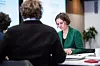 Barne- og familieminister Kjersti Toppe (Sp). Bilde er tatt på innspillsmøte om turnover i barnevernet.
