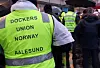 Havnearbeidere fra hele landet deltok på støttemarkeringen for havnearbeidere i Oslo 4. desember i fjor.