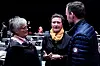 De to tidligere forbundslederne Oddrun Remvik (t.v.) og Randi Reese fikk ta en sniktitt på FOs nye logo før den ble lansert onsdag under landsmøte. De er begge fornøyde.