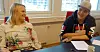 Hanne Bjørkvold Lilleåsen og Fredrik Sørensen er i gang med å intervjue en kandidat.