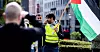 Huthayfa Abusseriya dro til Egypt sammen med mange andre palestinaaktivister. Bildet er tatt i forbindelse med en demonstrasjon foran Stortinget i fjor høst.