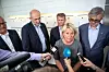 Kl 16.20 kunngjorde Riksmekleren at årets lønnsoppgjør i staten var i havn. Fra venstre: Gisle Norheim, personalsjef i staten, Anders Kvam, leder for Akademikerne, Egil André Aas, leder for LO Stat, kommunal- og moderniseringsminister Monica Mæland, og Unio-leder Petter Aaslestad.