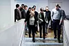 LO kommunes forhandlingsdelegasjon på vei til kravoverlevering hos KS.