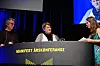 Fra Manifest Årskonferanse 2015: Knut Fossestøl (Senter for velferds- og arbeidslivsforskning, AFI), Hanne Nordhaug (leder, NTL NAV) og Ingrid Wergeland, (Manifest)